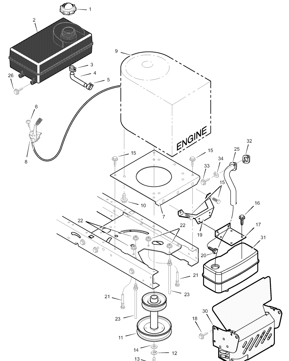 Engine Mount Diagram and Parts List for 405601X50A 2003 Briggs and Stratton Lawn Tractor